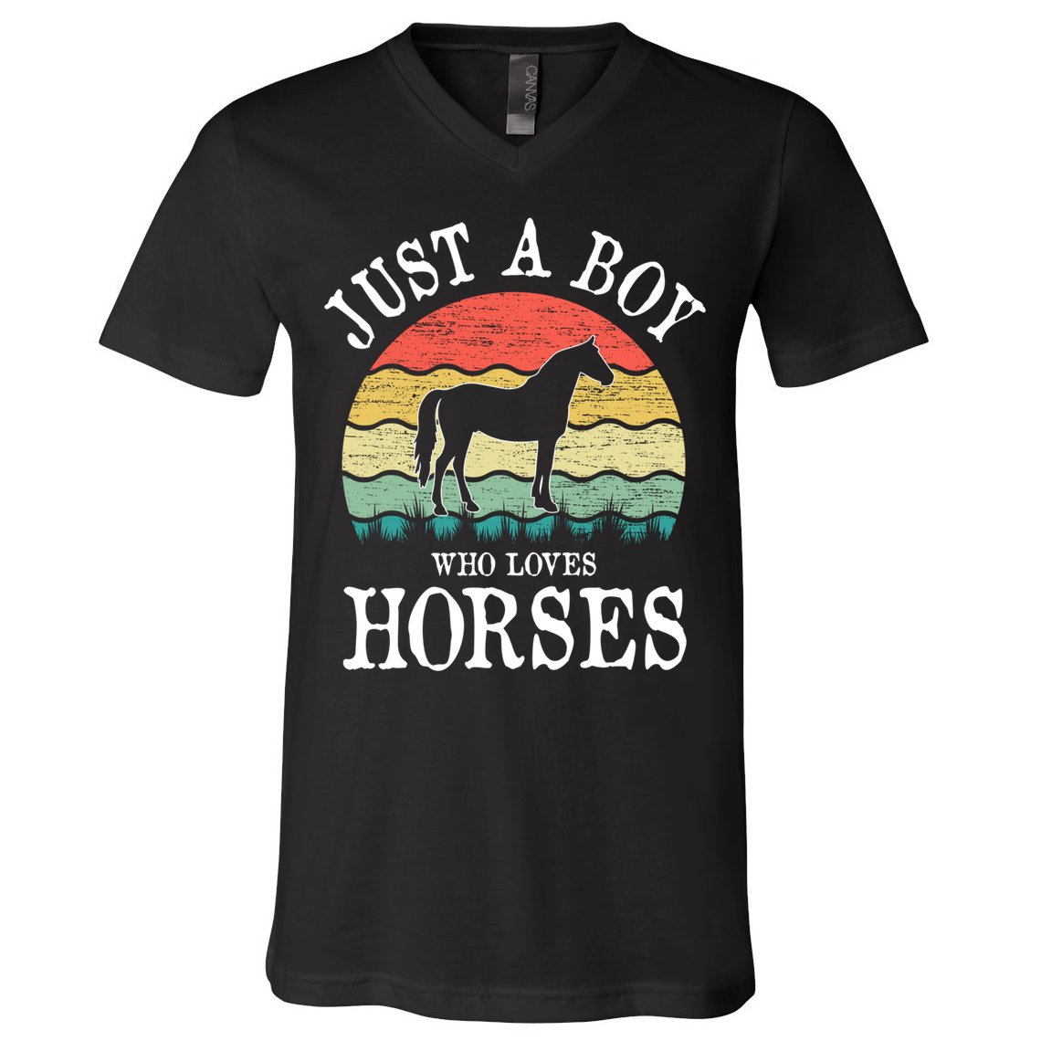 Just A Boy Who Loves Horses Gift V-Neck T-Shirt