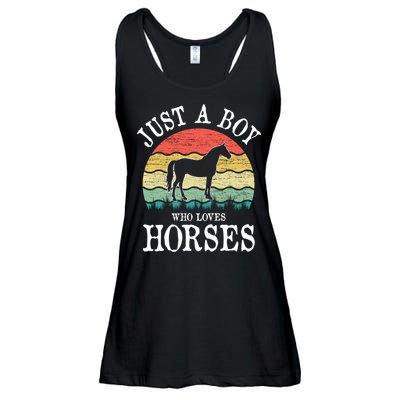 Just A Boy Who Loves Horses Gift Ladies Essential Flowy Tank