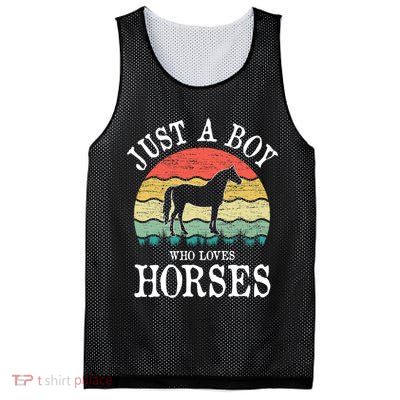 Just A Boy Who Loves Horses Gift Mesh Reversible Basketball Jersey Tank