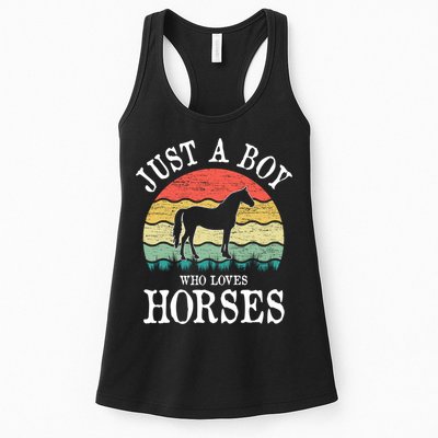 Just A Boy Who Loves Horses Gift Womens Tank Top