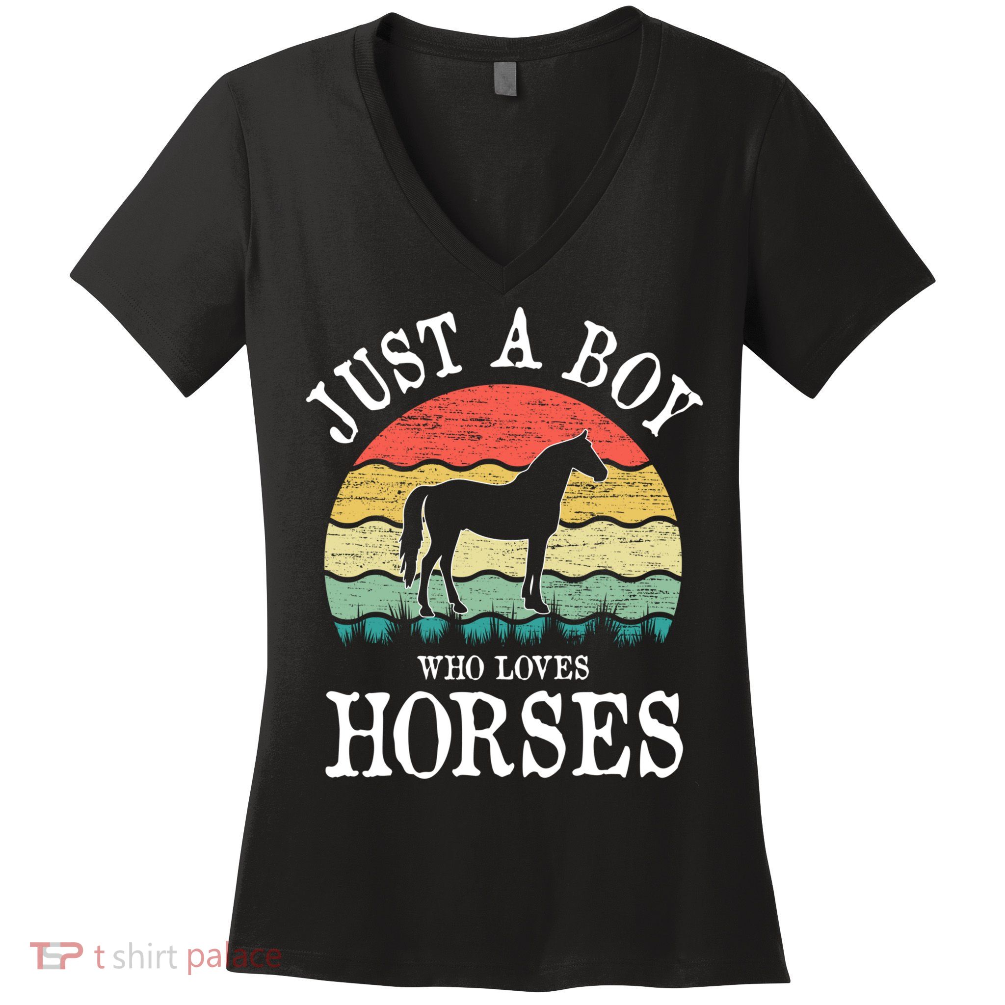 Just A Boy Who Loves Horses Gift Women's V-Neck T-Shirt
