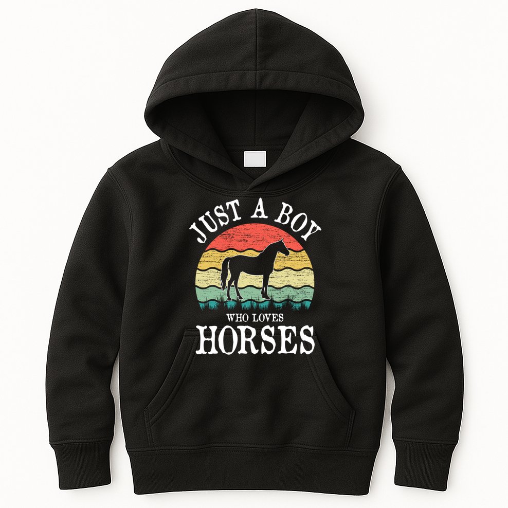 Just A Boy Who Loves Horses Gift Kids Hoodie