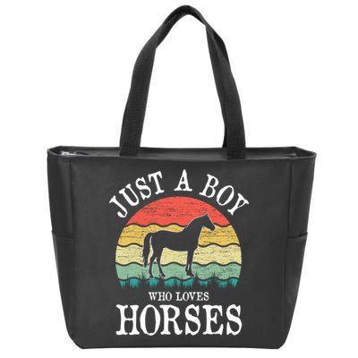Just A Boy Who Loves Horses Gift Zip Tote Bag
