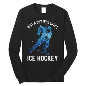 Just A Boy Who Loves Ice Hockey Long Sleeve Shirt