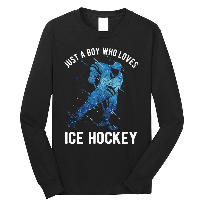 Just A Boy Who Loves Ice Hockey Long Sleeve Shirt