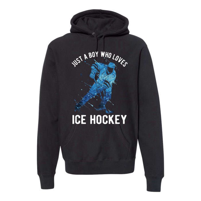 Just A Boy Who Loves Ice Hockey Premium Hoodie