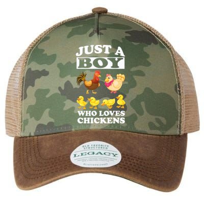 Just A Boy Who Loves Chickens Farm Chicken Gift Legacy Tie Dye Trucker Hat