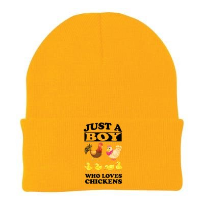 Just A Boy Who Loves Chickens Farm Chicken Gift Knit Cap Winter Beanie