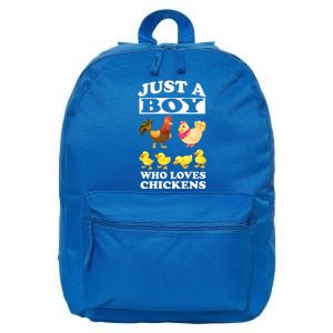 Just A Boy Who Loves Chickens Farm Chicken Gift 16 in Basic Backpack