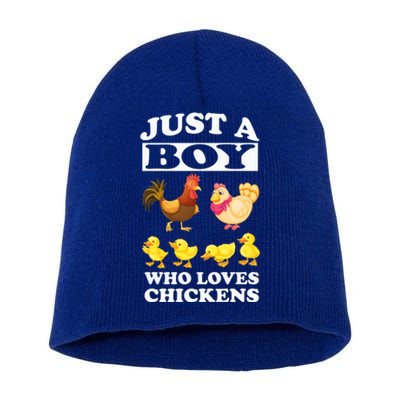 Just A Boy Who Loves Chickens Farm Chicken Gift Short Acrylic Beanie