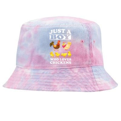 Just A Boy Who Loves Chickens Farm Chicken Gift Tie-Dyed Bucket Hat