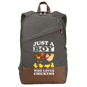 Just A Boy Who Loves Chickens Farm Chicken Gift Cotton Canvas Backpack