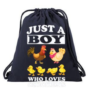 Just A Boy Who Loves Chickens Farm Chicken Gift Drawstring Bag