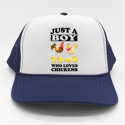 Just A Boy Who Loves Chickens Farm Chicken Gift Trucker Hat