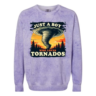 Just A Boy Who Loves Tornados Meteorology Storm Chaser Colorblast Crewneck Sweatshirt