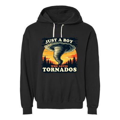 Just A Boy Who Loves Tornados Meteorology Storm Chaser Garment-Dyed Fleece Hoodie