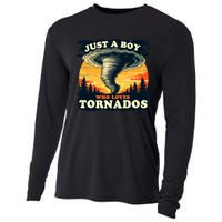 Just A Boy Who Loves Tornados Meteorology Storm Chaser Cooling Performance Long Sleeve Crew