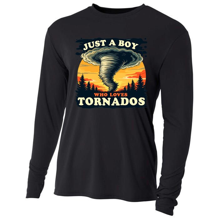 Just A Boy Who Loves Tornados Meteorology Storm Chaser Cooling Performance Long Sleeve Crew