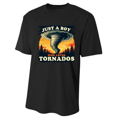 Just A Boy Who Loves Tornados Meteorology Storm Chaser Performance Sprint T-Shirt