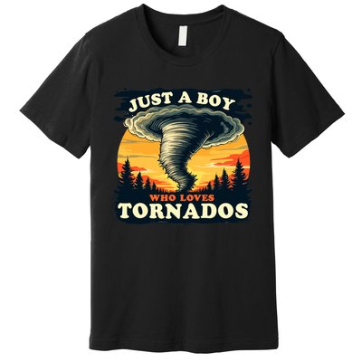 Just A Boy Who Loves Tornados Meteorology Storm Chaser Premium T-Shirt