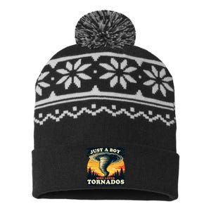 Just A Boy Who Loves Tornados Meteorology Storm Chaser USA-Made Snowflake Beanie