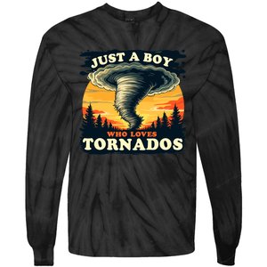 Just A Boy Who Loves Tornados Meteorology Storm Chaser Tie-Dye Long Sleeve Shirt