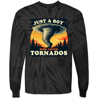 Just A Boy Who Loves Tornados Meteorology Storm Chaser Tie-Dye Long Sleeve Shirt