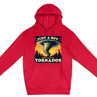 Just A Boy Who Loves Tornados Meteorology Storm Chaser Premium Pullover Hoodie