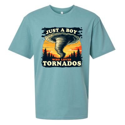 Just A Boy Who Loves Tornados Meteorology Storm Chaser Sueded Cloud Jersey T-Shirt