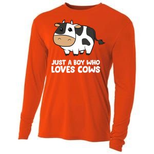 Just A Boy Who Loves Cows Gift Cooling Performance Long Sleeve Crew