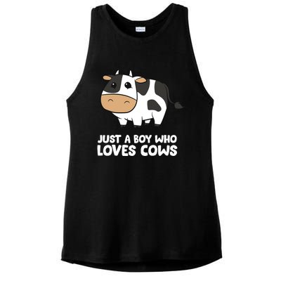 Just A Boy Who Loves Cows Gift Ladies PosiCharge Tri-Blend Wicking Tank