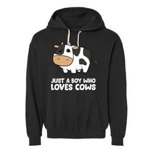 Just A Boy Who Loves Cows Gift Garment-Dyed Fleece Hoodie