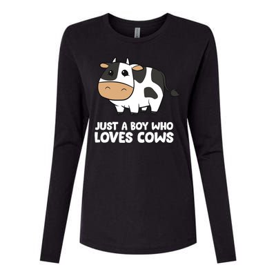 Just A Boy Who Loves Cows Gift Womens Cotton Relaxed Long Sleeve T-Shirt