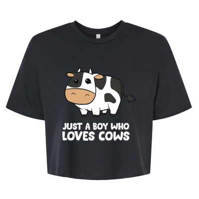 Just A Boy Who Loves Cows Gift Bella+Canvas Jersey Crop Tee