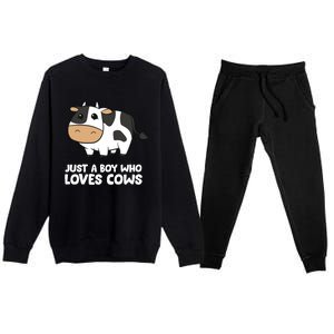 Just A Boy Who Loves Cows Gift Premium Crewneck Sweatsuit Set