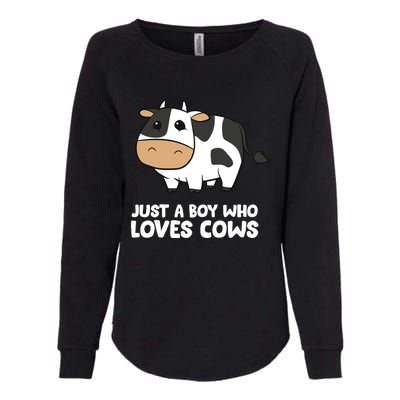 Just A Boy Who Loves Cows Gift Womens California Wash Sweatshirt