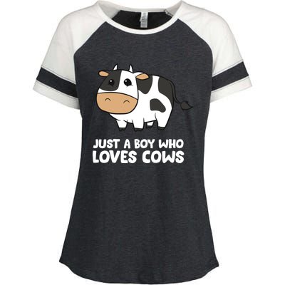 Just A Boy Who Loves Cows Gift Enza Ladies Jersey Colorblock Tee