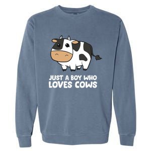 Just A Boy Who Loves Cows Gift Garment-Dyed Sweatshirt