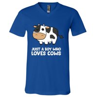 Just A Boy Who Loves Cows Gift V-Neck T-Shirt