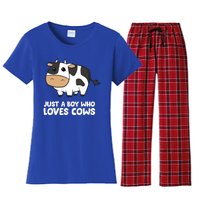 Just A Boy Who Loves Cows Gift Women's Flannel Pajama Set