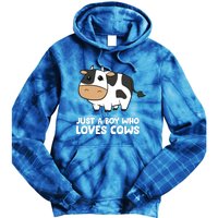 Just A Boy Who Loves Cows Gift Tie Dye Hoodie