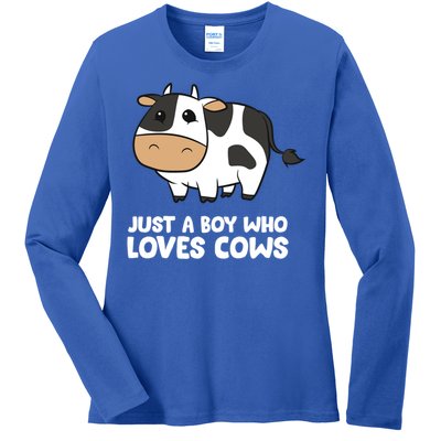 Just A Boy Who Loves Cows Gift Ladies Long Sleeve Shirt