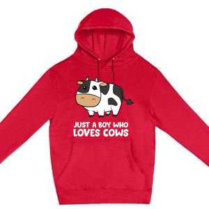 Just A Boy Who Loves Cows Gift Premium Pullover Hoodie