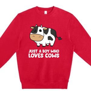 Just A Boy Who Loves Cows Gift Premium Crewneck Sweatshirt