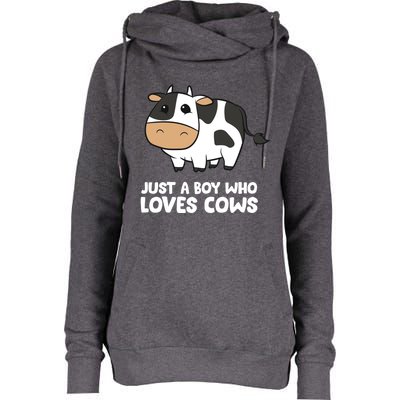 Just A Boy Who Loves Cows Gift Womens Funnel Neck Pullover Hood