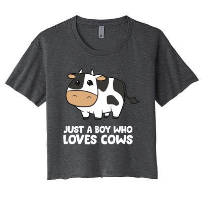 Just A Boy Who Loves Cows Gift Women's Crop Top Tee