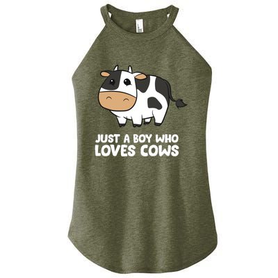 Just A Boy Who Loves Cows Gift Women's Perfect Tri Rocker Tank