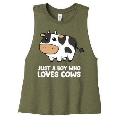 Just A Boy Who Loves Cows Gift Women's Racerback Cropped Tank