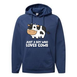 Just A Boy Who Loves Cows Gift Performance Fleece Hoodie