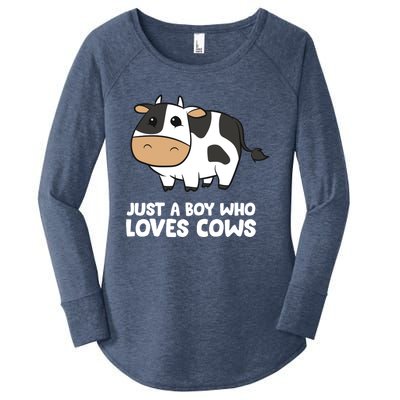 Just A Boy Who Loves Cows Gift Women's Perfect Tri Tunic Long Sleeve Shirt